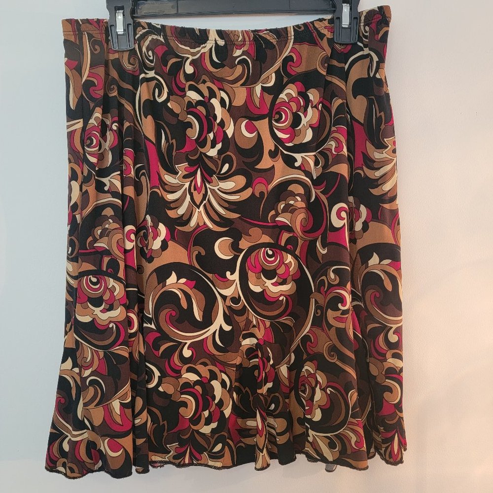 Briggs New York Relaxed Fit Patterned Knee Length Skirt, Size XL/P